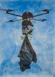 "Archangel", 2015, mixed media on paper, 84" x 60" unframed